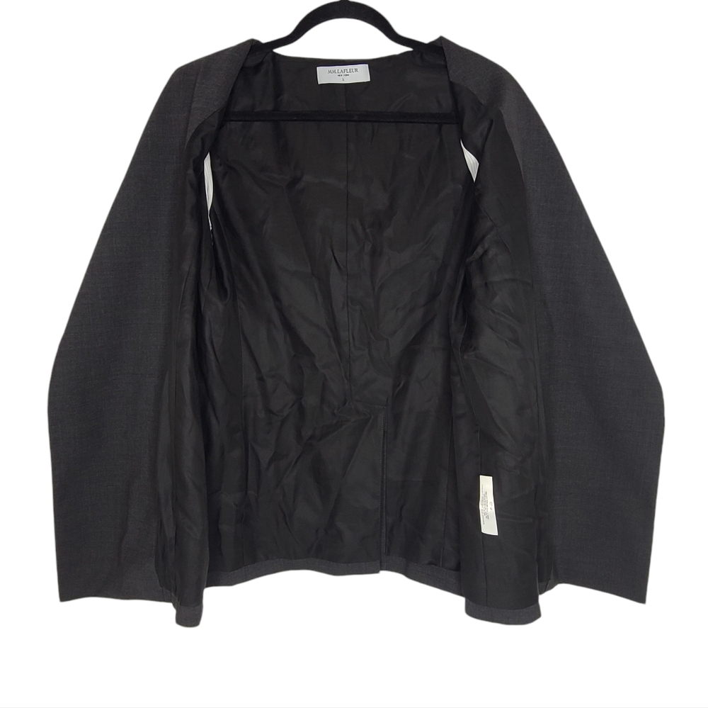 Women's Dark Gray Asymmetric Long Blazer Jacket - Picture 6 of 13